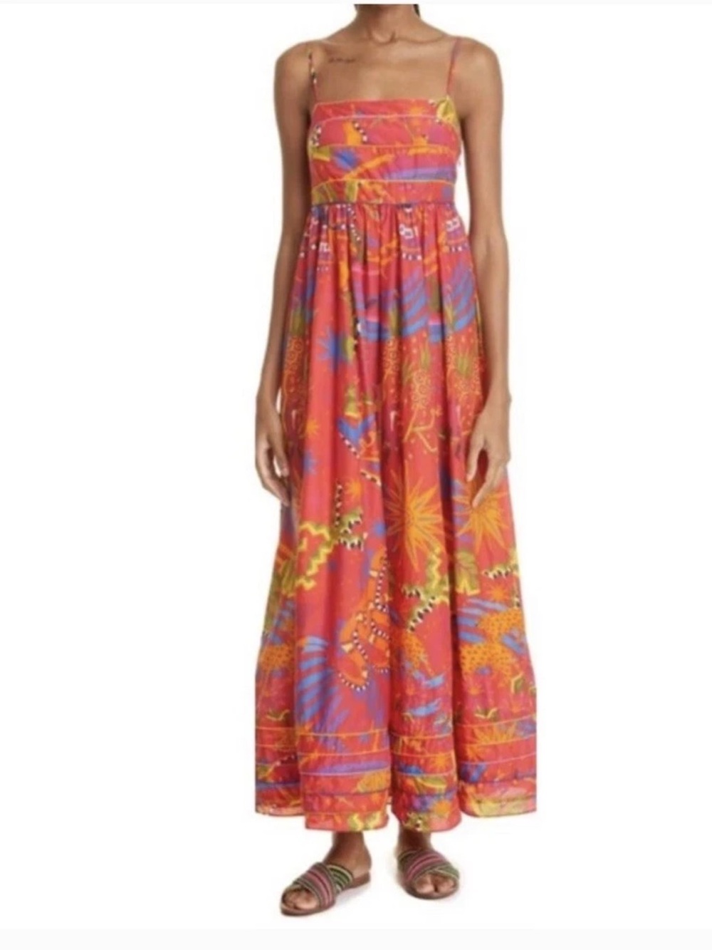 Farm Rio Magic Forest Tropical Print Maxi Dress Sz Large
